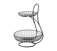 Generisch Corbeille à fruits à deux étages en fil de fer - Organiseur de collations à deux niveaux - Support de fruits pour plan de travail - Pour comptoir, fête, buffet, appartement, cuisine, maison