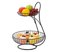 Generisch Corbeille à fruits en fil métallique à 2 étages - Organisateur de légumes - Récipient à légumes en fil métallique - Pour comptoir, fête, buffet, appartement, cuisine, maison, bureau, table à