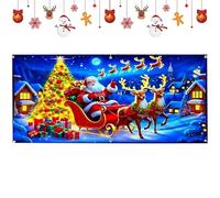 Generisch Couverture de Noël pour garage - Bannière lumineuse LED en polyester imperméable - Grande décoration de fête en plein air - Bannière de porte d'hiver pour fête à la maison, cour et