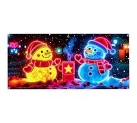 Generisch Couverture de Noël pour garage - Bannière lumineuse LED en polyester imperméable - Grande décoration de fête en plein air - Bannière de porte d'hiver pour fête à la maison, cour et