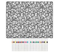 Generisch Couverture pour livre de coloriage pour adulte, 150 x 114 cm, lavable, avec 24 feutres, pour bricolage, voyage, salon, lit, soirée, sommeil, voiture, peinture