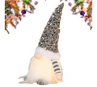 Generisch Décoration de lutin de Noël - en peluche à paillettes - Fonctionne avec piles - Pour fêtes, Pâques, anniversaire, maison, bibliothèque, cuisine, cheminée, appartement, chambre à