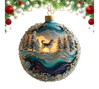 Generisch Décoration de Noël en forme de boule à neige - Décoration de Noël | Décoration de Noël 2D en forme de loup, Père Noël, décoration pour salon, fête, anniversaire, entrée, bureau, chambre