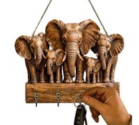 Generisch en bois - Crochet mural en forme d'animal, solide multi-crochets, gain de place, organisateur d'entrée éléphant pour couloir, chambre à coucher, cuisine, vêtements, chapeau
