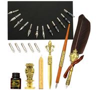 Generisch Ensemble de goupille à plume et encre - Plume antique pour écrire - Kit de cachet de amélioré avec pointes de rechange, stylo de signature vintage de