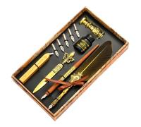 Generisch Ensemble d'encre de calligraphie à plume | Kit de stylo de calligraphie vintage | Ensemble de stylo à plume comprend un dip, l'encre, des pointes de rechange, des stylos à cacheter de