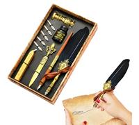 Generisch Ensemble stylo plume et encre | Quill Pen Set de calligraphie antique Dip Pen avec encre, kit d'encre, pointes de rechange, outil d'enveloppe, cadeau romantique vintage de Saint-Valentin