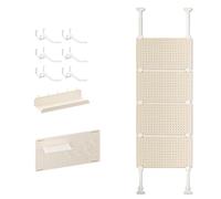 Generisch Étagère de salle de bain derrière la porte - Étagères en métal réglables - Présentoir étroit avec 20 crochets pour petits espaces - Étagère de rangement mince et peu encombrante - Blanc