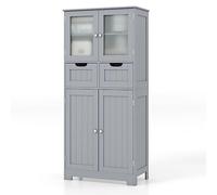 Generisch FANTASK - Commode de Salle de Bain avec 2 tiroirs et 4 Portes - Armoire de Rangement avec étagères réglables - Armoire de Rangement pour Salle de Bain, Cuisine, Salon - Gris