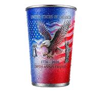 Generisch Gobelet isotherme 500 ml en acier inoxydable au design patriotique pour le 250e anniversaire | Gobelet à boire activé à froid rouge, blanc et bleu - Pour hommes, femmes, amis, collègues