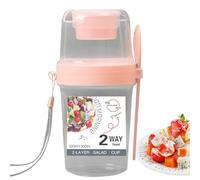 Generisch - Gobelet parfait - Récipient Overnight Oats de 19 cm | Matériau durable | Bocaux à goûter avec compartiment de garniture, récipient en verre pour céréales, salade, pudding