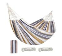 Generisch Hamac double XXL d'extérieur en coton de qualité supérieure - 260 x 150 cm - Hamac de camping pour 2 personnes - Hamac en tissu résistant avec cordes de fixation épaisses et sac de transport