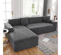 Generisch Housse de canapé 2 places - Housse de canapé extensible 2 places - Universelle - Pour canapé d'angle en forme de L - Gris foncé