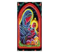 Generisch Housse de décoration de porte d'entrée de Noël | 89 x 180 cm Grande couverture de lumineuse festive - Panneau de photo - Pour la maison, fête, hiver, ferme, Nouvel An