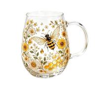 Generisch Jolies tasses à café vintage colibri fleurs sauvages verrerie | Tasse à thé en verre bohème floral pour cocktails, lait, café glacé et vin, à la maison, à la salle à manger, la cuisine