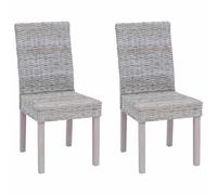 Generisch Kubu Lot de 2 chaises de salle à manger en rotin acajou | Tissé à la main, cadre stable, repose-pieds, polyvalent pour la cuisine et le salon