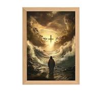 Generisch Lampe Jésus - Bois 21,8 x 16,8 x 4,3 cm | Lumière d'image de Jésus | Lampe de nuit inspirante | Décoration chrétienne LED Décoration spirituelle Maison Prière Méditation Éclairage
