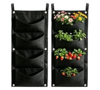 Generisch Lot de 2 sacs de plantation de tomates inversés en feutre - Sacs de plantation à suspendre à l'envers - Pour mur, balcon, fleurs, arrière-cour, extérieur, terrasse, légumes, piment et