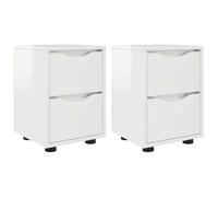 Generisch Lot de 2 tables de chevet Blanc brillant 30,5 x 30 x 43 cm | Hauteur réglable, rails de tiroir à roulement à billes, matériaux en bois, résistant à l'humidité, pieds noirs pour petits