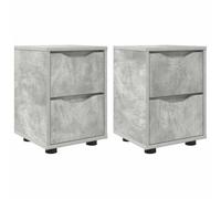 Generisch Lot de 2 tables de chevet en béton gris 30,5 x 30 x 43 cm | Hauteur réglable, rails de tiroir à roulement à billes, pieds noirs, résistant à l'humidité, fixation murale