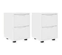 Generisch Lot de 2 tables de chevet en bois Blanc 30,5 x 30 x 43 cm | Glissières de tiroir à roulement à billes, hauteur réglable, pieds noirs, résistant à l'humidité, montage mural, sec