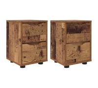 Generisch Lot de 2 tables de chevet en bois vieilli 30,5 x 30 x 43 cm | Hauteur réglable, rails de tiroir à roulement à billes, pieds noirs, résistant à l'humidité, facile d'entretien
