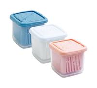 Generisch Lot de 3 boîtes de rangement hermétiques avec couvercle | Boîtes de conservation avec panier d'égouttement amovible pour réfrigérateur pour fromage, oignons, fraises, tomates