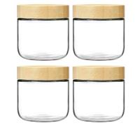 Generisch Lot de 4 bocaux à salade à col large - 300 ml - Anti-fuite - Avec couvercles hermétiques en bambou - Pour collations, sucre