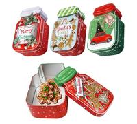 Generisch Lot de 4 boîtes de Noël réutilisables pour goûter et | Boîte à bonbons de Noël pour vacances, anniversaire, fête, Thanksgiving, crèche, servir, pâtisserie