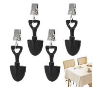 Generisch Lot de 4 poids de nappe en métal coupe-vent | Support de nappe en forme de pelle et crochet pour jardin, barbecue, balcon