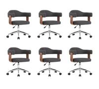 Generisch Lot de 6 chaises de salle à manger pivotantes en bois de buyer | Pivotant à 360 degrés, vérin à gaz réglable en hauteur, design ergonomique, charge jusqu'à 110 kg, cadre en acier