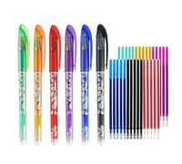 Generisch Lot de 6 stylos à encre gel effaçables de 15 cm pour journal, écriture lisse, pointe fine de 0,5 mm avec 30 recharges pour notes, marquages, agendas, mots croisés