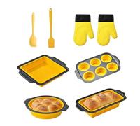 Generisch Lot de moules à pâtisserie en silicone, flexibles et empilables, avec manique, grattoir et pinceau à pâtisserie, passe au lave-vaisselle, pour muffins, , cupcakes, cuisine, appartement