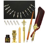 Generisch Lot de plumes vintage - Plume antique pour écrire | Kit de cachet de cire amélioré avec pointes de rechange, stylo de signature vintage de luxe
