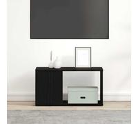 Generisch Meuble TV noir aspect chêne 60 x 24 x 32 cm | Beaucoup d'espace de rangement, plateau supérieur stable, nettoyage facile d'entretien, polyvalente comme bibliothèque