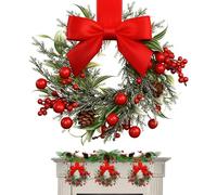 Generisch Mini Couronne de Noël - 6,3 pouces ABS Armoire de Noël et Décoration de Porte avec Nœud Rouge Únd Baies | Petite Guirlande Suspendue Festive pour Armoires, Armoires, Fenêtres et
