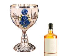 Generisch Mini verre à vin vintage avec gaufrage en métal - 30 ml - Ornements rétro pour la maison, le bar, le mariage, cadeau de calice - Gobelet à vin pour bière, cocktail, whisky
