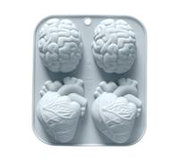 Generisch Moule en silicone en forme de cœur en forme de cerveau - Avec quatre cavités - Forme anatomique tridimensionnelle - Moule en résine époxy - Outil de cuisson fait à la main - Pour fête