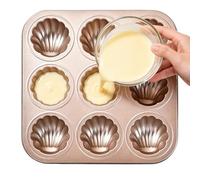 Generisch Moules à cupcakes pour la cuisson - 27 × 27 × 2,2 cm 9 fentes réutilisables, anti-adhésifs, en acier au carbone, moule à dessert, moule à dessert, moule à muffins, madeleines