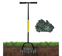 Generisch Outil de ventilation pour pelouse, aérateur manuel pour pelouse, aérateur de pelouse à ressort avec 17 pointes en acier, pour aération du jardin et entretien de la pelouse