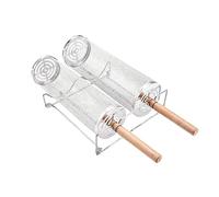 Generisch Panier de barbecue à roulettes - Grille de cuisson en acier inoxydable - Station de cuisson rotative d'extérieur - Outil de viande de crevette portable pour camping, pique-nique, foyer