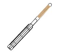 Generisch Panier de barbecue avec poignée - Pince en filet avec poignée en bois - Panier à légumes - Pour la maison, le camping, les pique-niques, les fêtes, les steaks, la viande, le poisson, les