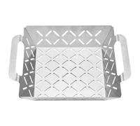 Generisch Panier de barbecue perforé, 26,5 x 21,6 cm, en acier inoxydable épaissi, design résistant à la chaleur, kit de cuisine pour viande, terrasse, camping