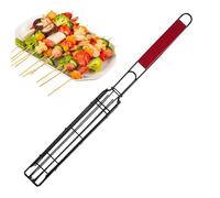 Generisch Panier de barbecue pour légumes avec poignée en bois | Paniers de barbecue et support de barbecue pour saucisses, viande, poisson, barbecue, maison, extérieur, camping