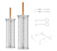 Generisch Panier de barbecue rotatif en acier inoxydable - Outil de barbecue universel avec poignée en bois, panier nid portable | Accessoires de cuisine d'extérieur pour hommes, père, , fils