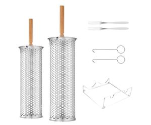 Generisch Panier de barbecue rotatif en acier inoxydable - Outil de barbecue universel avec poignée en bois, panier nid portable | Accessoires de cuisine d'extérieur pour hommes, père, , fils