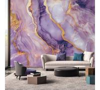 Generisch Papier Peint Panoramique Marbre Violet Chambre Salon Cuisine Intissé, Papier Peint Motif 3D Moderne Doré Texture, Deco Murale Marbre Violet, 350 x 256 cm