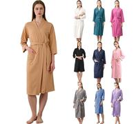 Generisch Peignoir pour femme - Léger et long - Grande taille - Léger et fin - En nid d'abeille - Manteau de maison sexy - Peignoir de bain élégant - Kimono à manches longues - Vêtement de détente