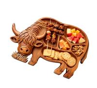 Generisch Planche à charcuterie | Plateau de service en bois en forme de vache | Planche à apéritif style ferme | Pour collations, viande, fromage, fête à la maison, banquet, vacances, cuisine, table