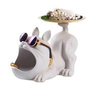 Generisch Plateau à clés - Bol Bulldog pour petits objets | Organiseur de bureau, jolie figurine de bouledogue en résine, boîte de rangement pour comptoir de cuisine et table à manger